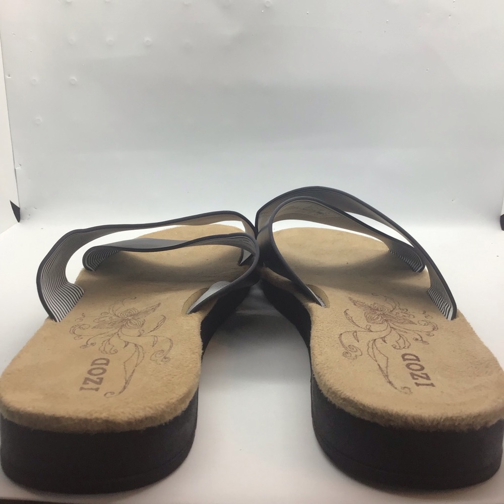 NWOT Izod Black Alyssa Slide Sandals Slip On Cross Strap Sz 8.5 - Picture 6 of 7